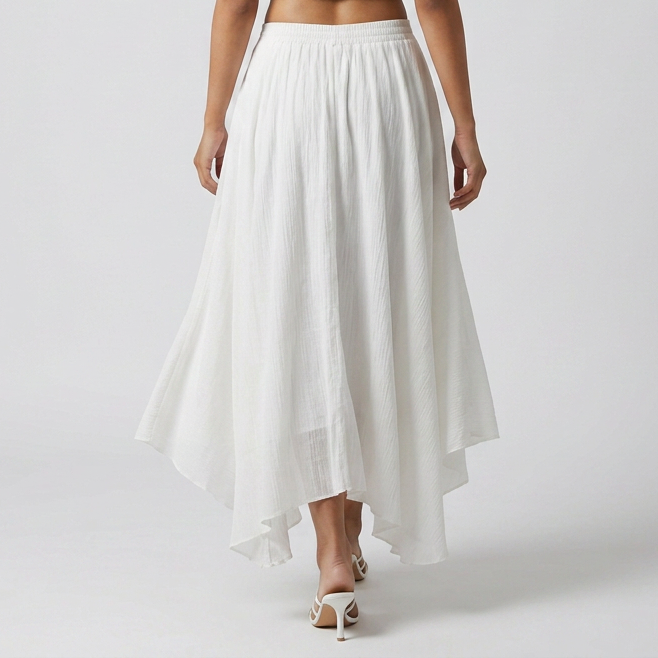 Cotton Solid Flared Skirt