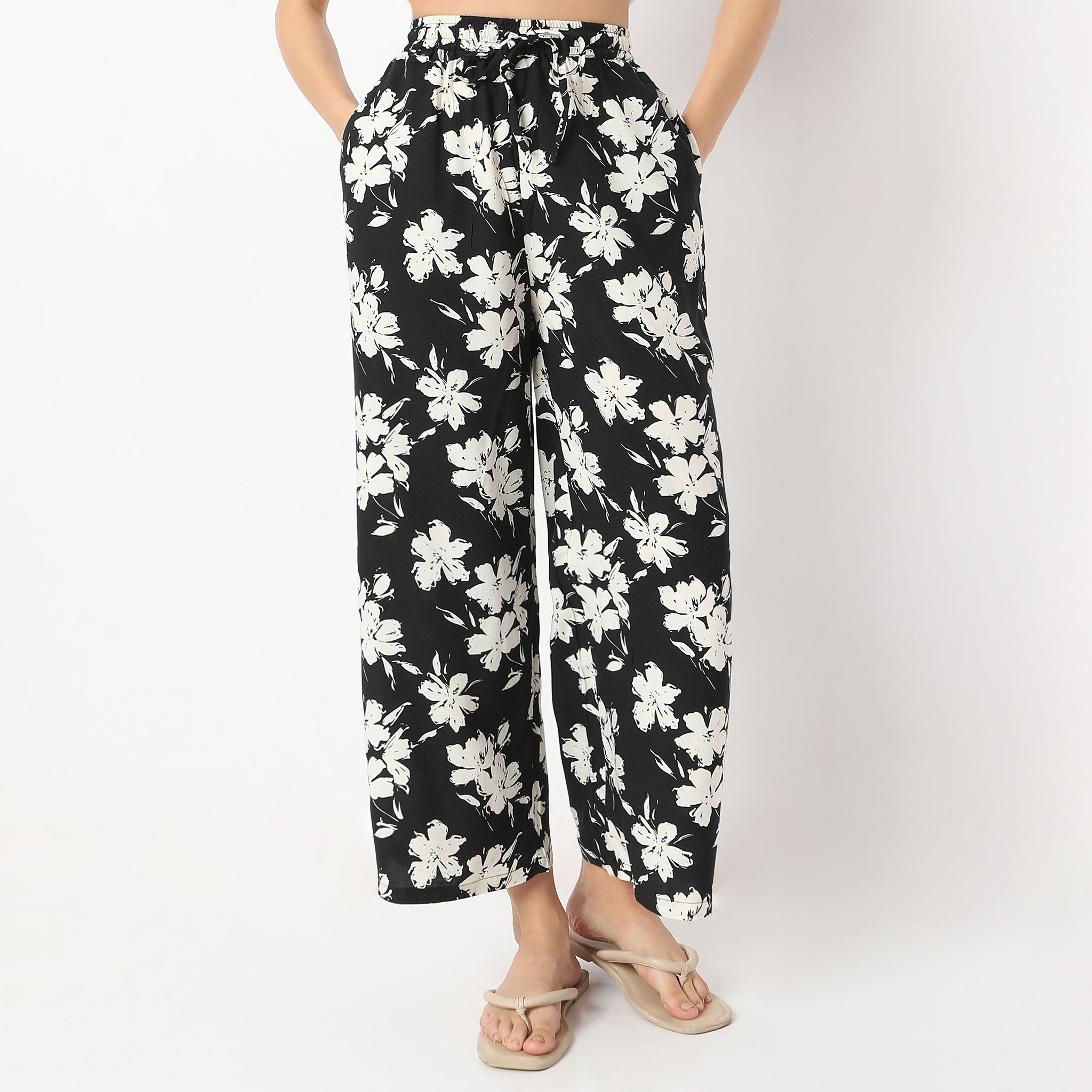 Printed Above Ankle Length Floral Palazzos