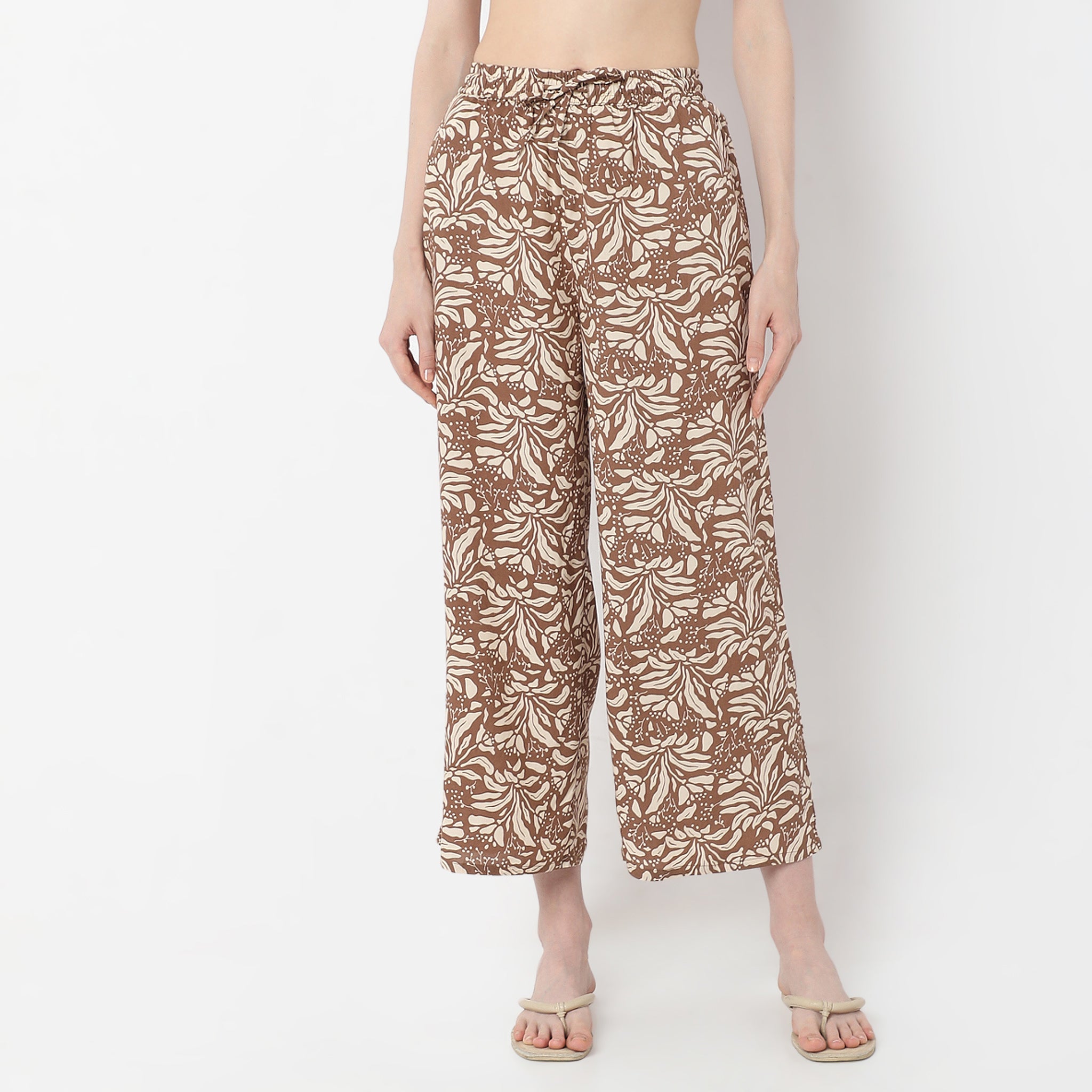 Floral Print Fashion Mid-Rise Palazzos