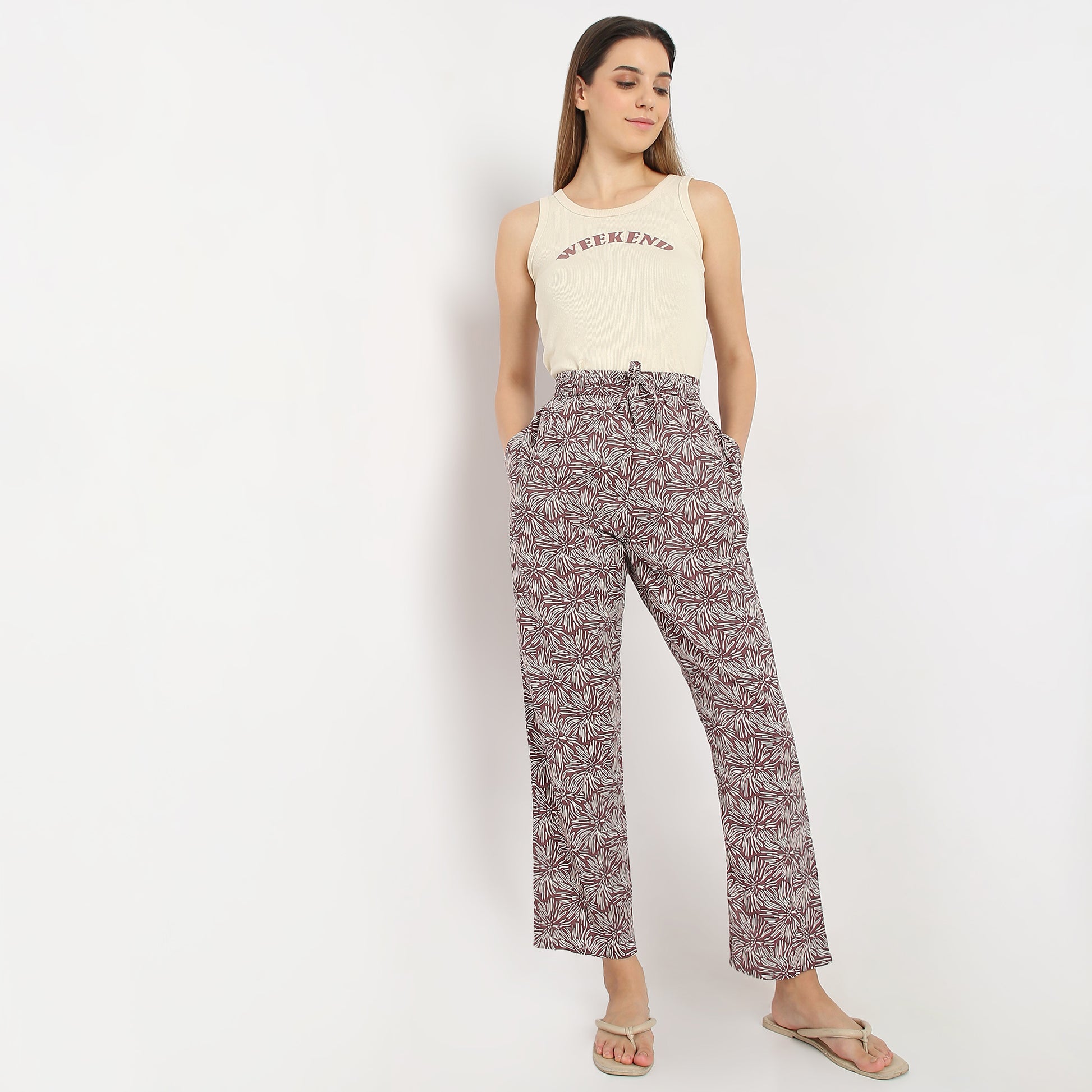 Regular Fit Printed Mid Rise Pyjamas