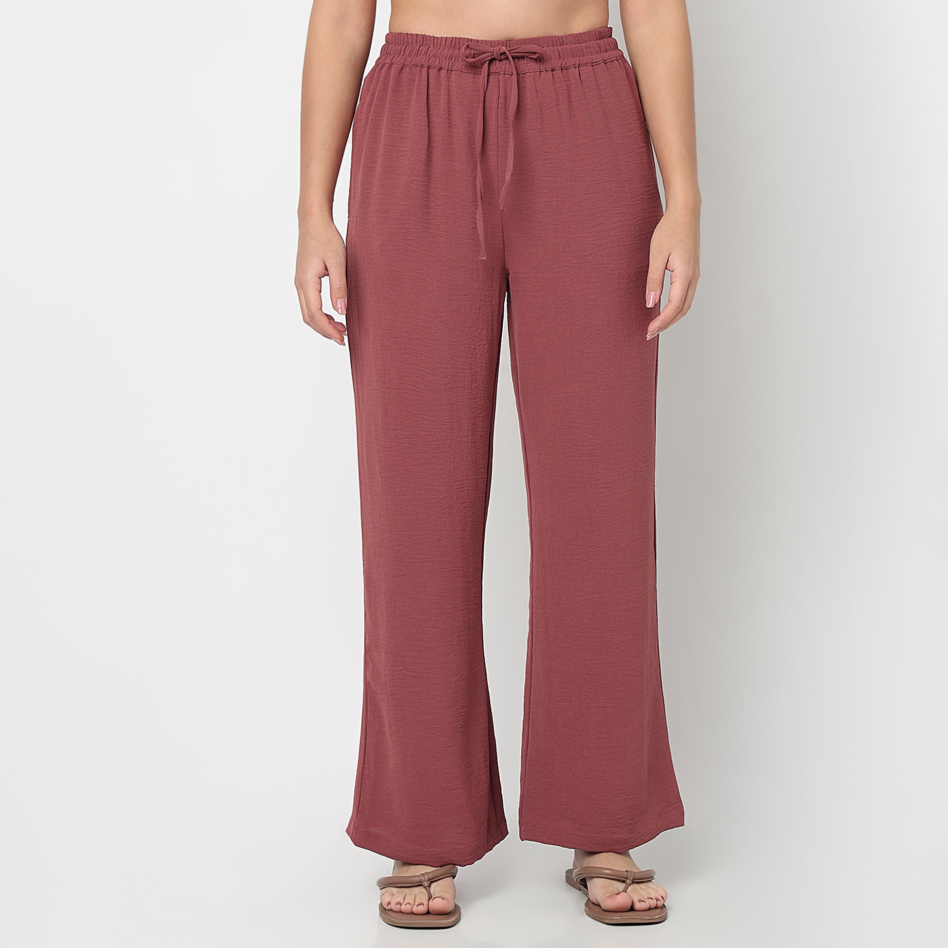 Solid Mid Rise Lounge Palazzos