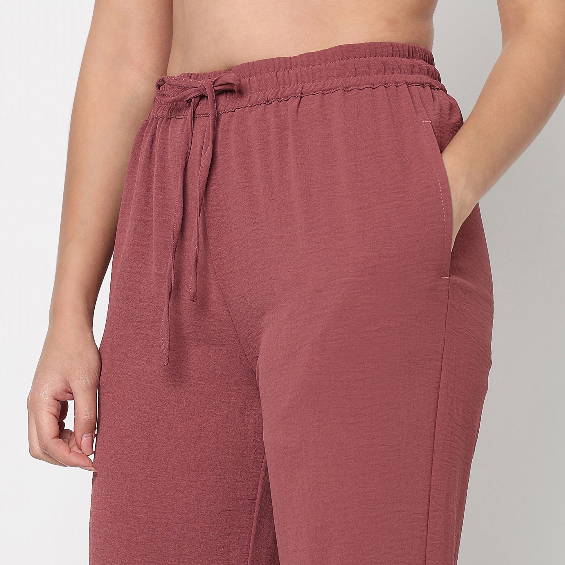 Solid Mid Rise Lounge Palazzos