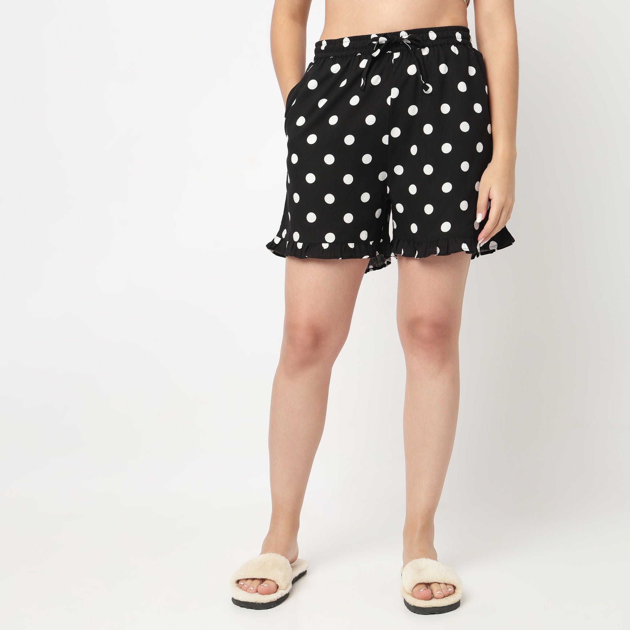 Polka Dot Print Frill Shorts