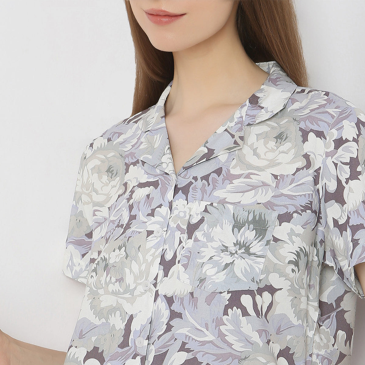 Regular Fit Printed Shirt with Shorts Sleepwear Set