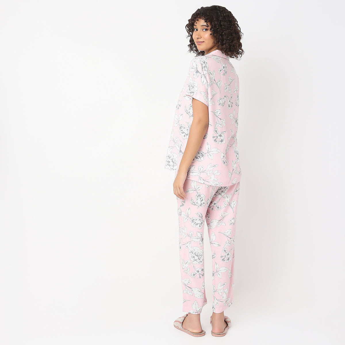 Regular Fit Printed Shirt with Pyjama Set