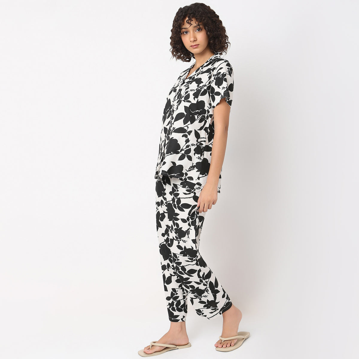 Regular Fit Printed Shirt with Pyjama Set