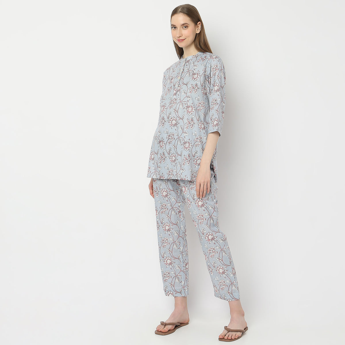 Regular Fit Printed Top with Pyjama Set