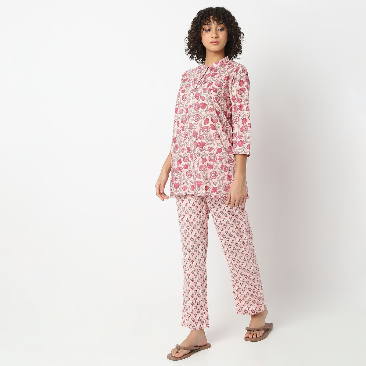 Regular Fit Printed Top with Pyjama Set