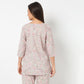 Round Neck Short Length Three-Fourth Sleeve Printed Jaipuri Topwear And With Pyjama Sleepwear Set