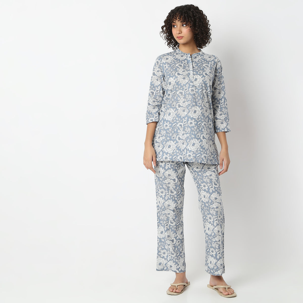 Regular Fit Printed Top with Pyjama Set