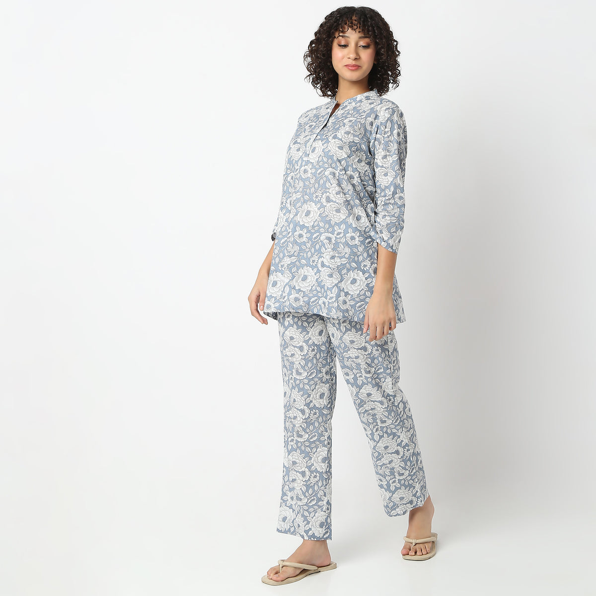 Regular Fit Printed Top with Pyjama Set