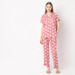 Regular Fit Polka Dot Lapel Collar Shirt with Pyjama Set