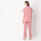 Regular Fit Polka Dot Lapel Collar Shirt with Pyjama Set