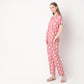 Regular Fit Polka Dot Lapel Collar Shirt with Pyjama Set