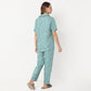 Printed Lapel Collar Short Sleeve Shirt with Pyjama Set