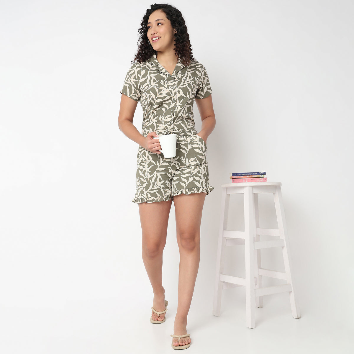 Printed Shirt And Short Cord Set