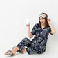Regular Fit Printed Lapel Collar Shirt with Pyjama Set