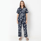 Regular Fit Printed Lapel Collar Shirt with Pyjama Set
