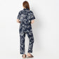 Regular Fit Printed Lapel Collar Shirt with Pyjama Set