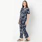 Regular Fit Printed Lapel Collar Shirt with Pyjama Set
