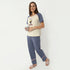 Regular Fit Animal Print Round Neck Regular Length T-Shirt with Pyjama Set