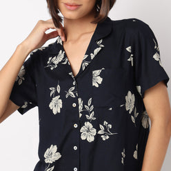 Cotton Printed Shirt with Pyjama Sleepwear Set