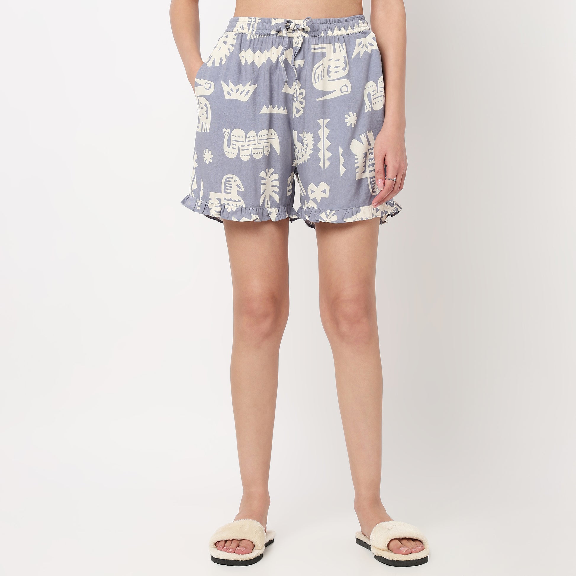 Cotto Printed Shirt with Short Sleepwear Sets