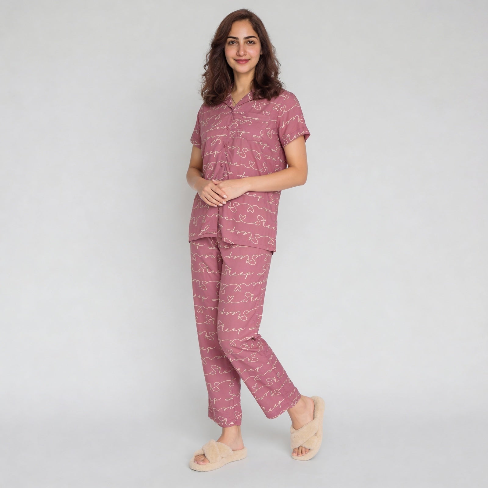 Printed Shirt with Pyjama Sleepwear Set