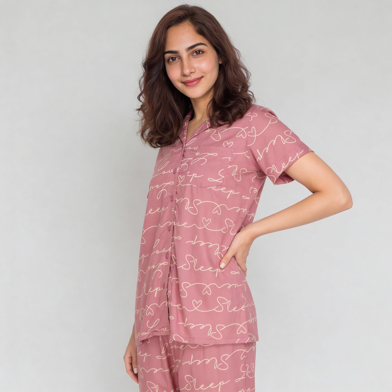 Printed Shirt with Pyjama Sleepwear Set