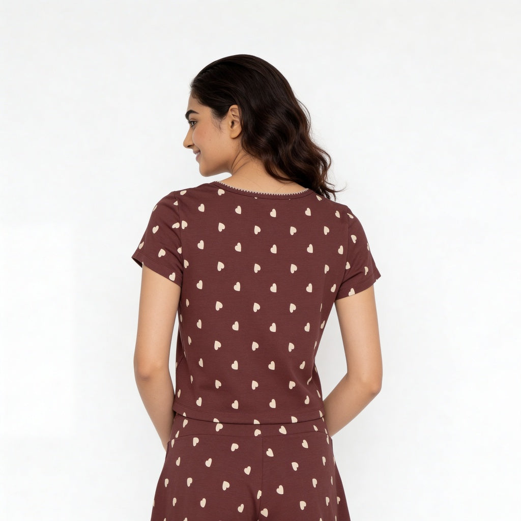 Cotton Printed Top with Pyjama Sleepwear Set
