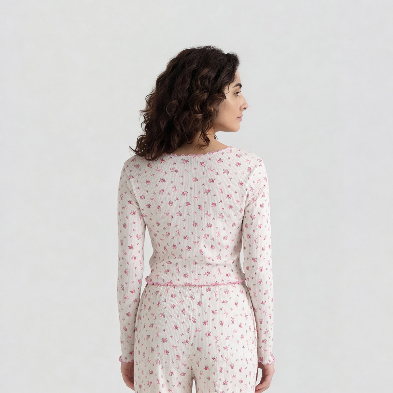 Cotton Printed Full Sleeve Top with Pyjama Sleepwear Set