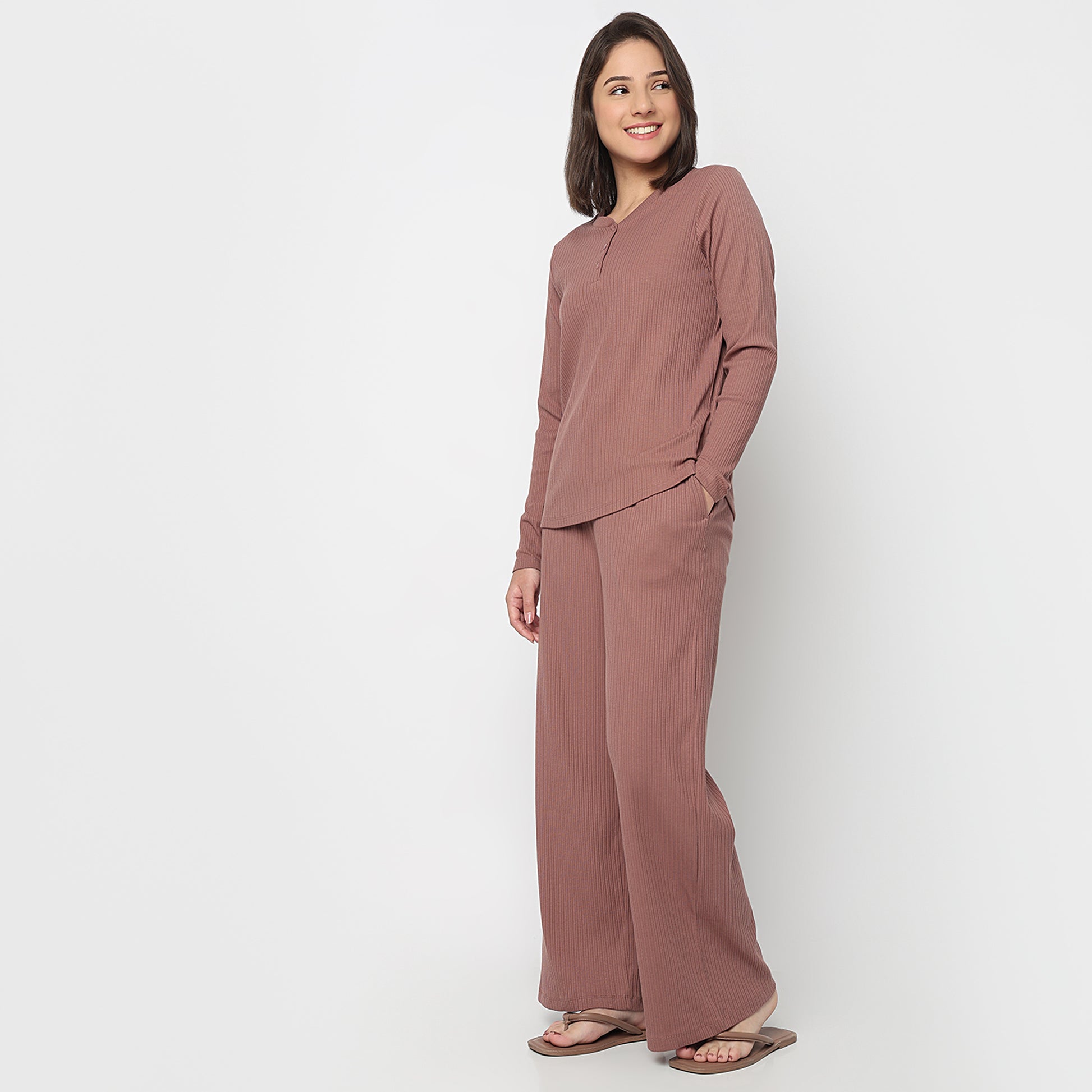 V-Neck T-Shirt with Pyjama Sleepwear Set