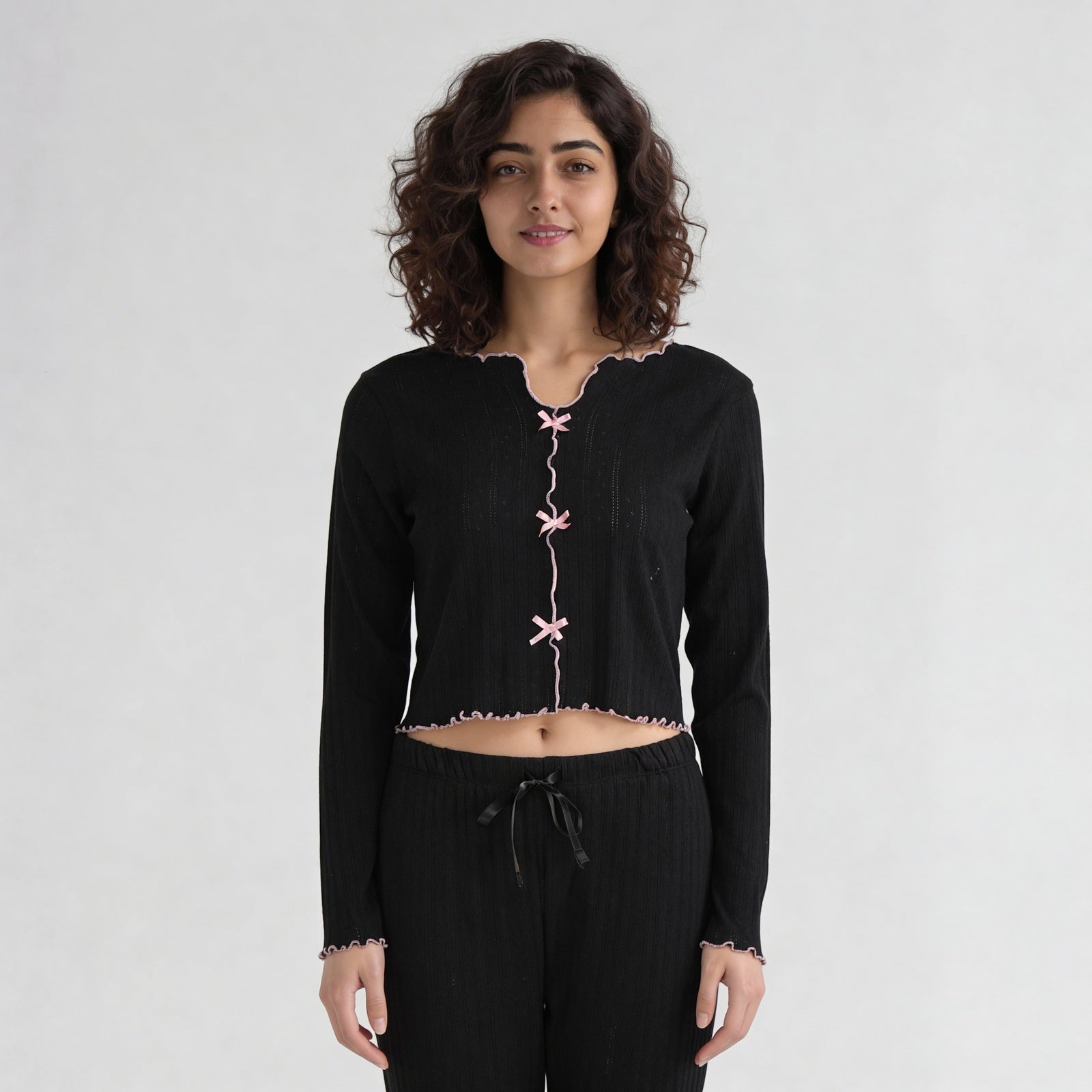 Cotton Printed Full Sleeve Top with Pyjama Sleepwear Set
