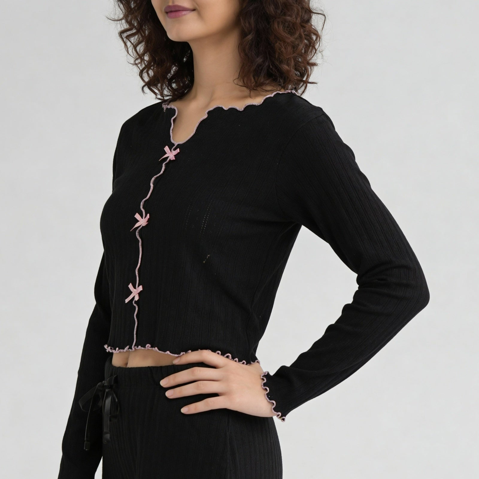 Cotton Printed Full Sleeve Top with Pyjama Sleepwear Set