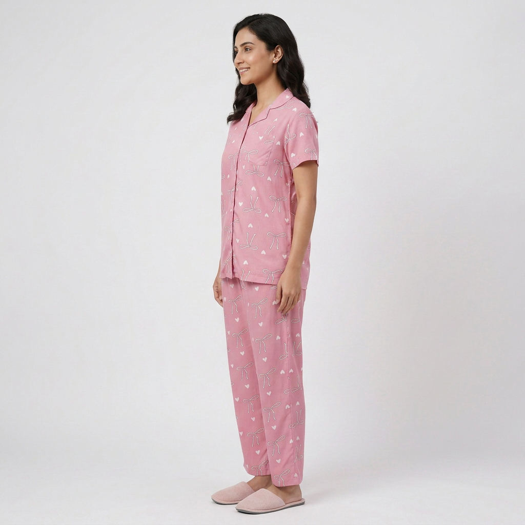 Cotton Printed Shirt with Pyjama Sleepwear Set