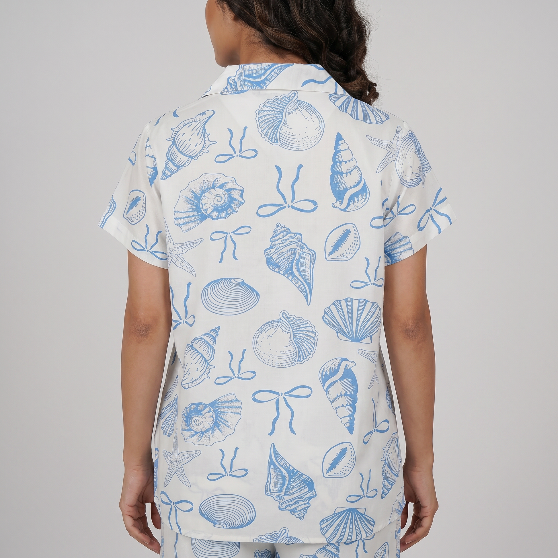 Printed Shirt with Shorts Sleepwear Set