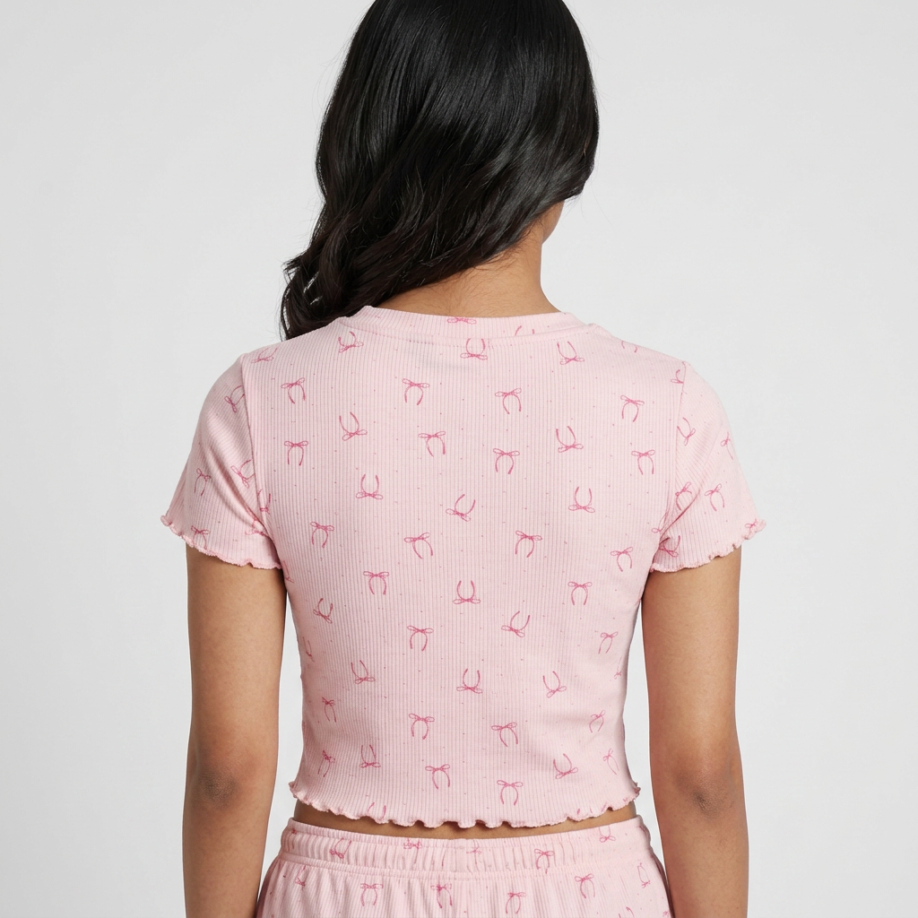 Printed T-Shirt with Shorts Sleepwear Set