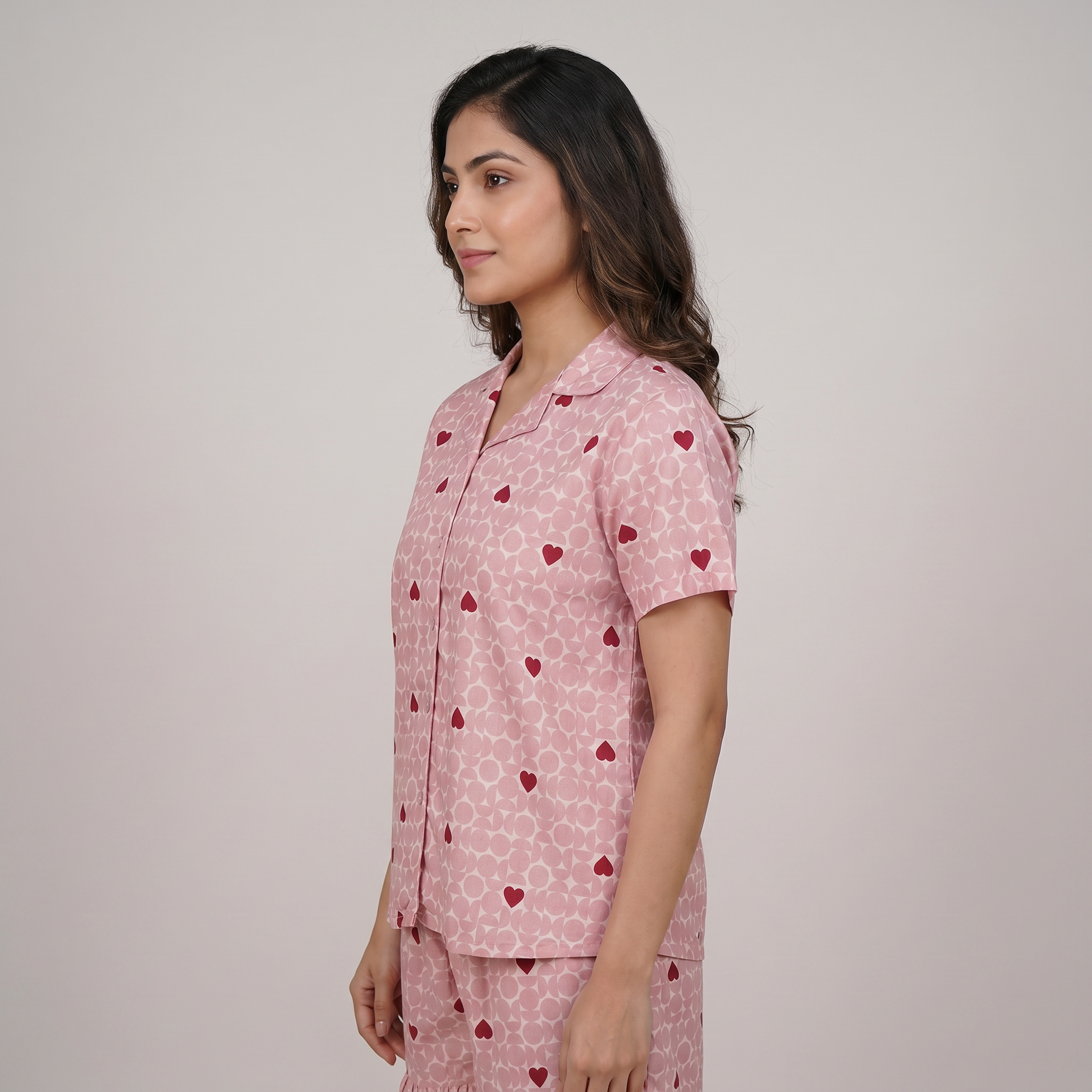 Cotton Printed Shirt with Short Sleepwear set