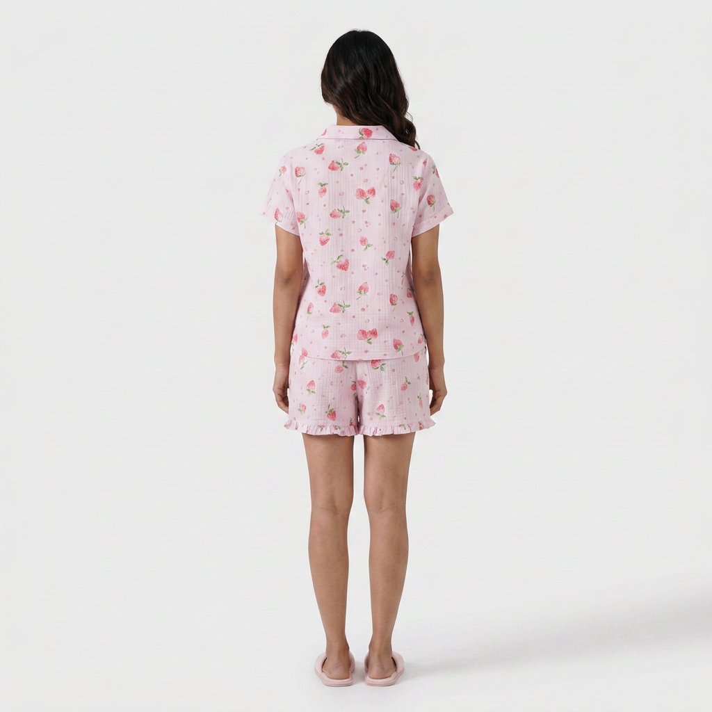 Cotton Printed Shirt with Shorts Sleepwear Set