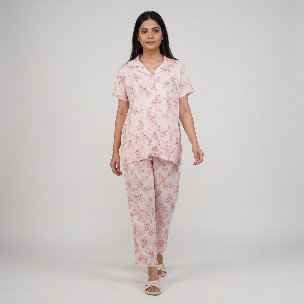 Printed Shirt with Pyjama Sleepwear Set
