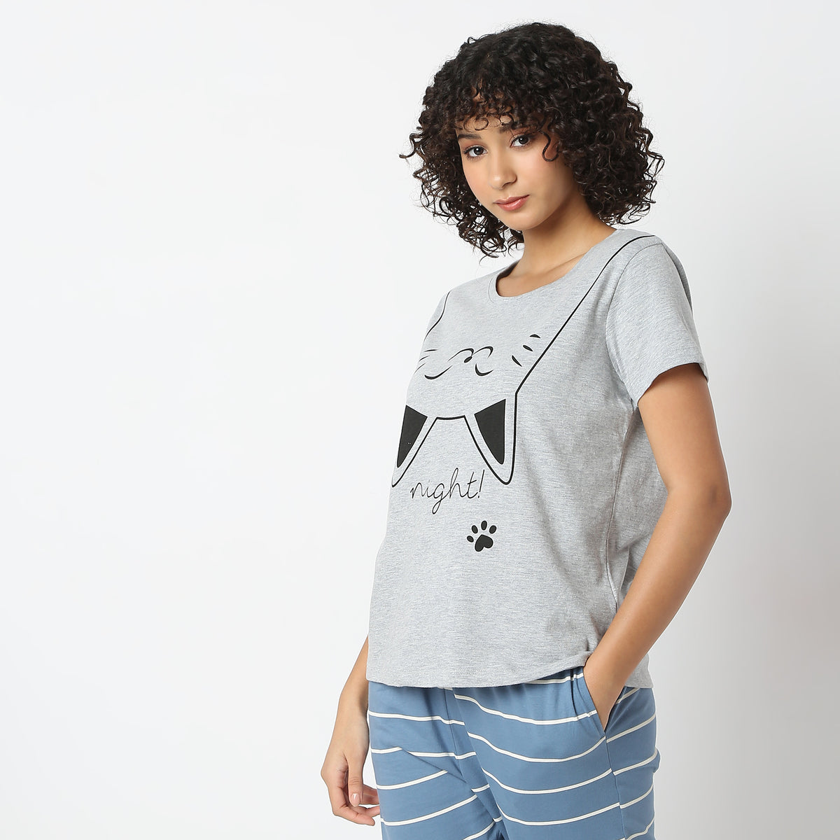 Cat Printed Lounge T-Shirt