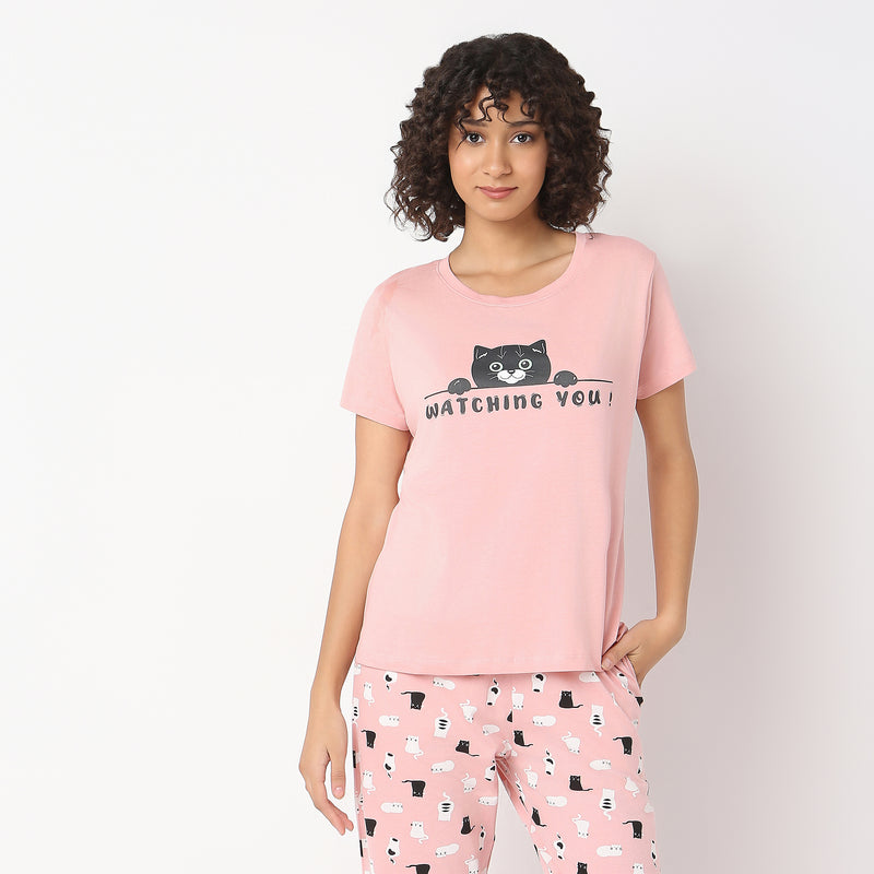 Regular Fit Printed Lounge T-Shirt