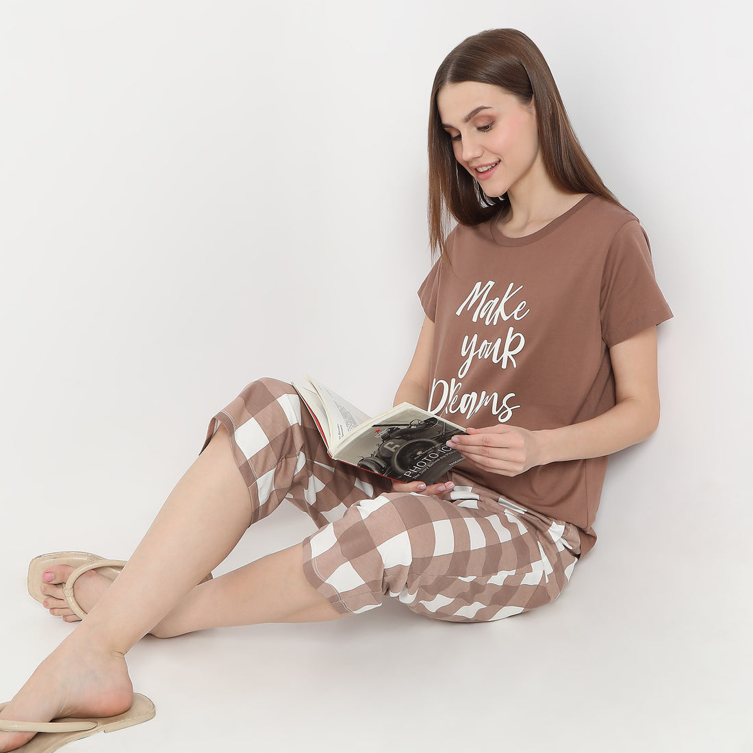 Text Print Straight T-Shirt
