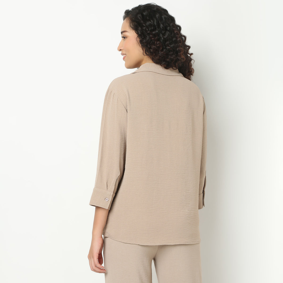 Solid Front Open Loungewear Shirt
