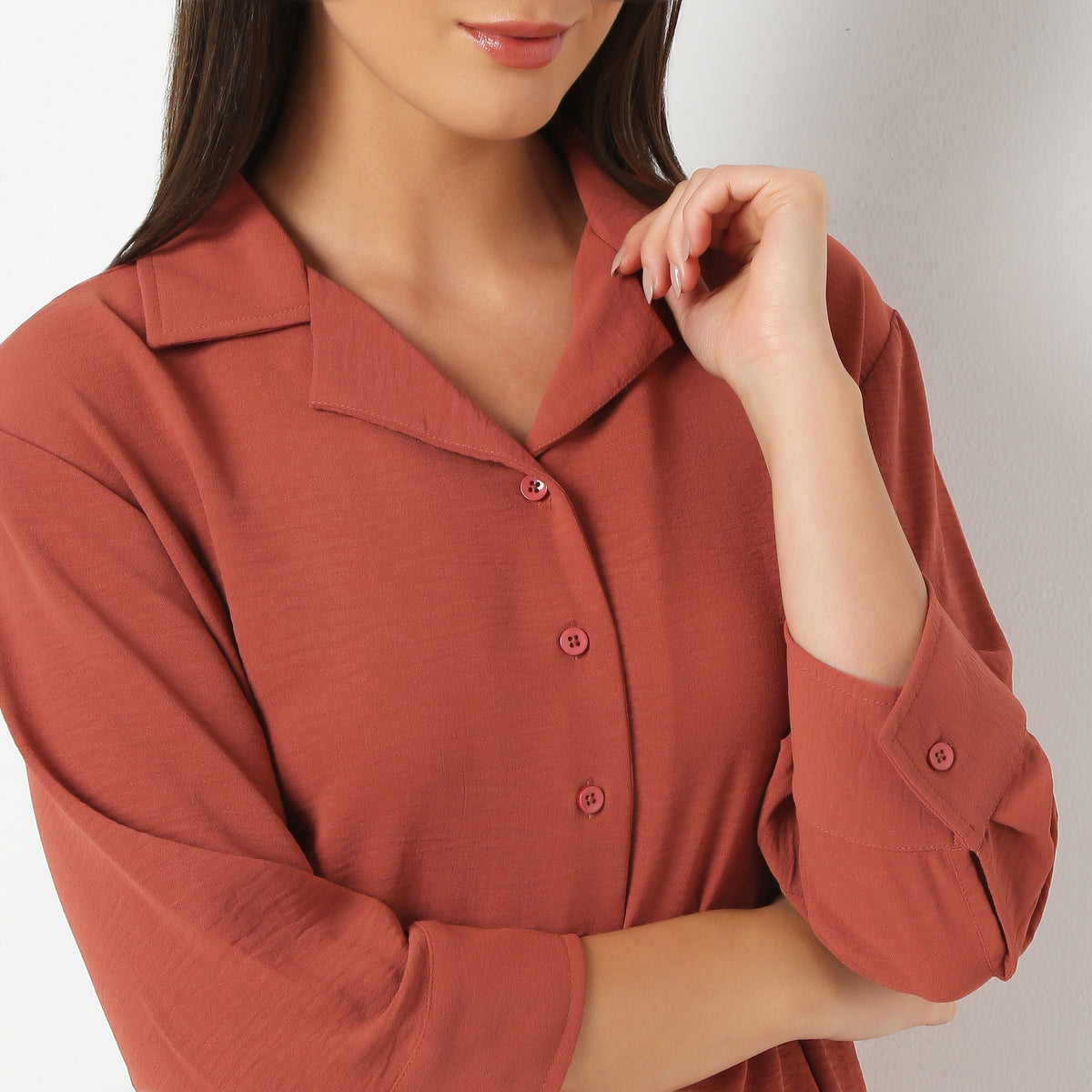 Solid Front Open Loungewear Shirt