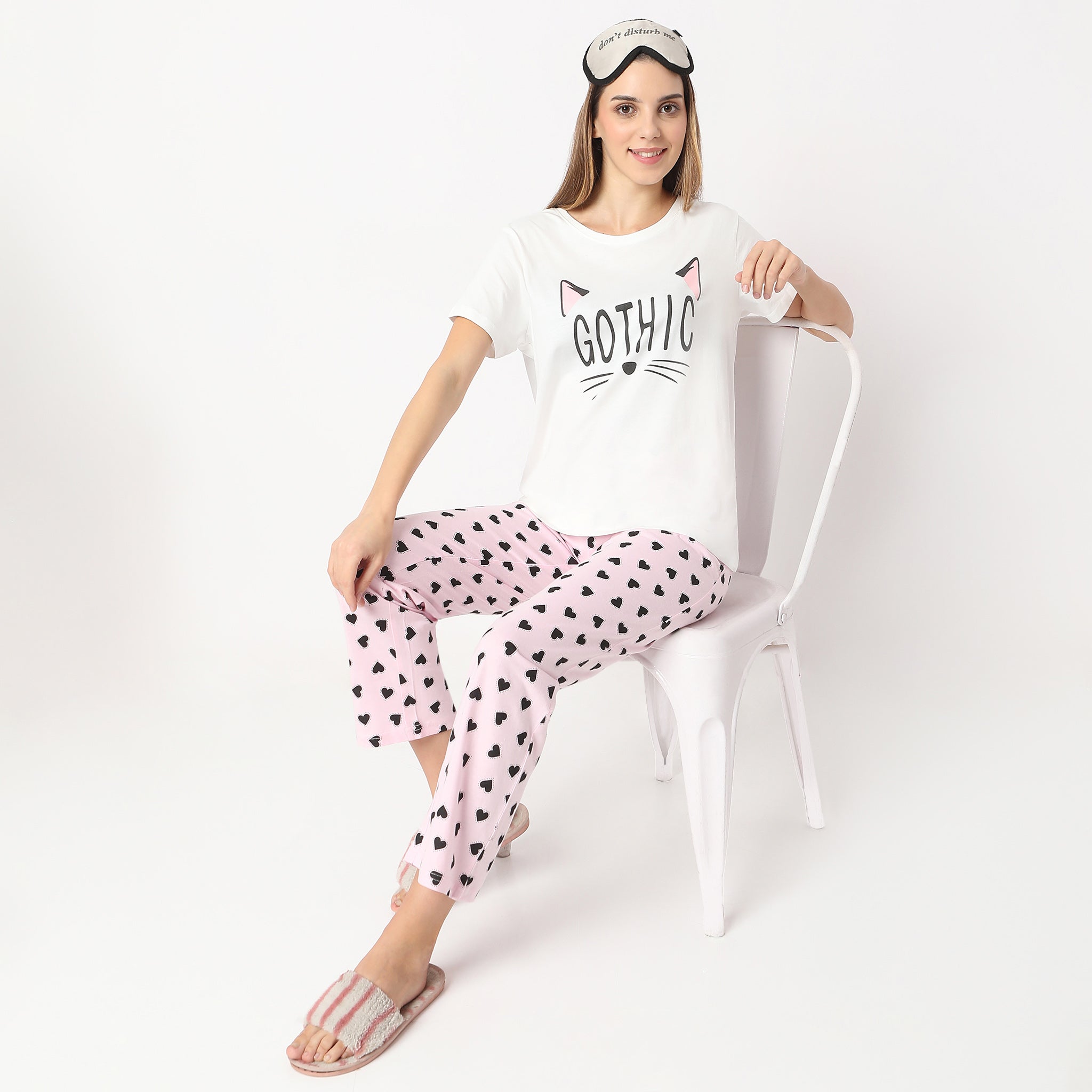 Printed Straight Kitten Short Sleeve T-Shirt