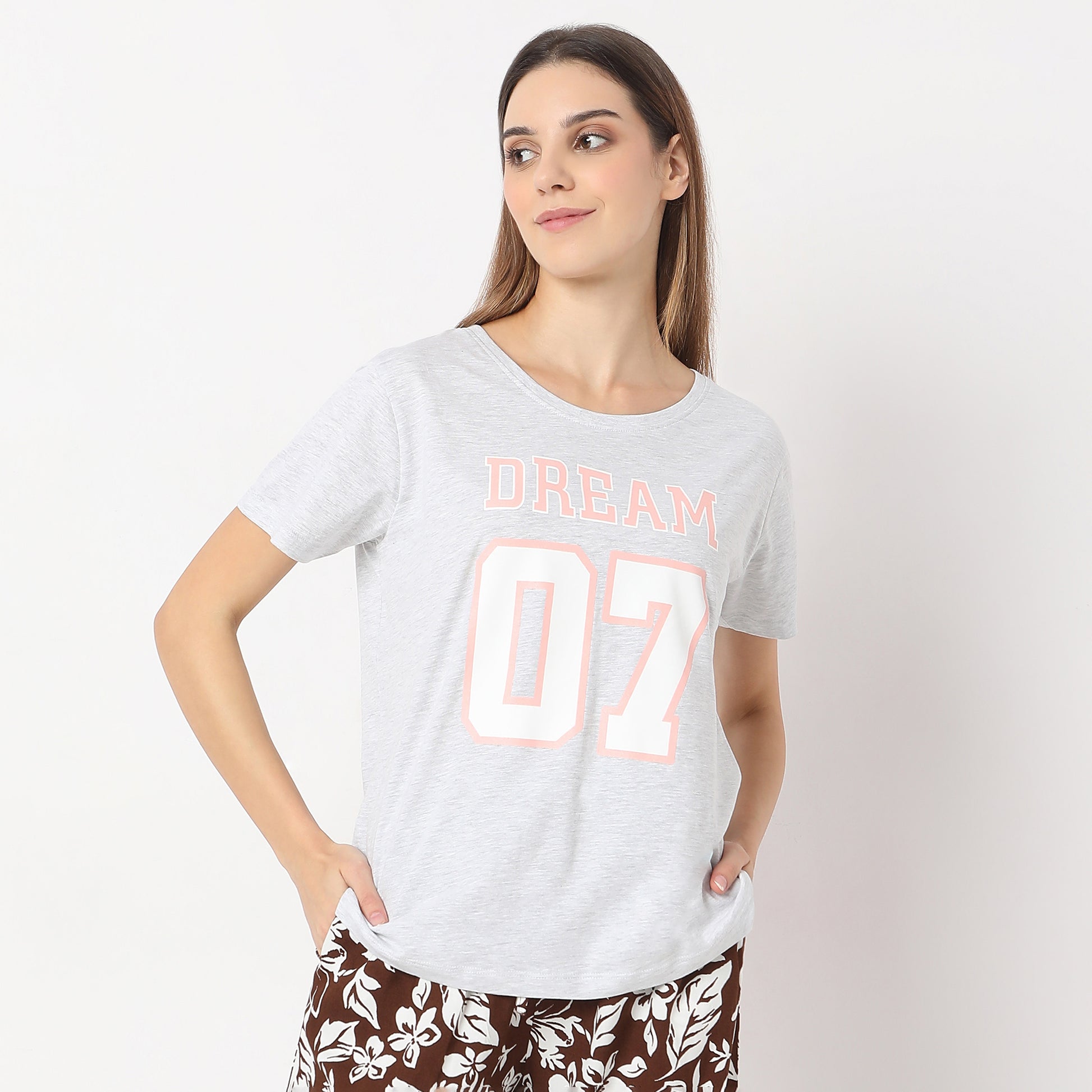 Printed Straight Short Sleeve Chest Printed T-Shirt