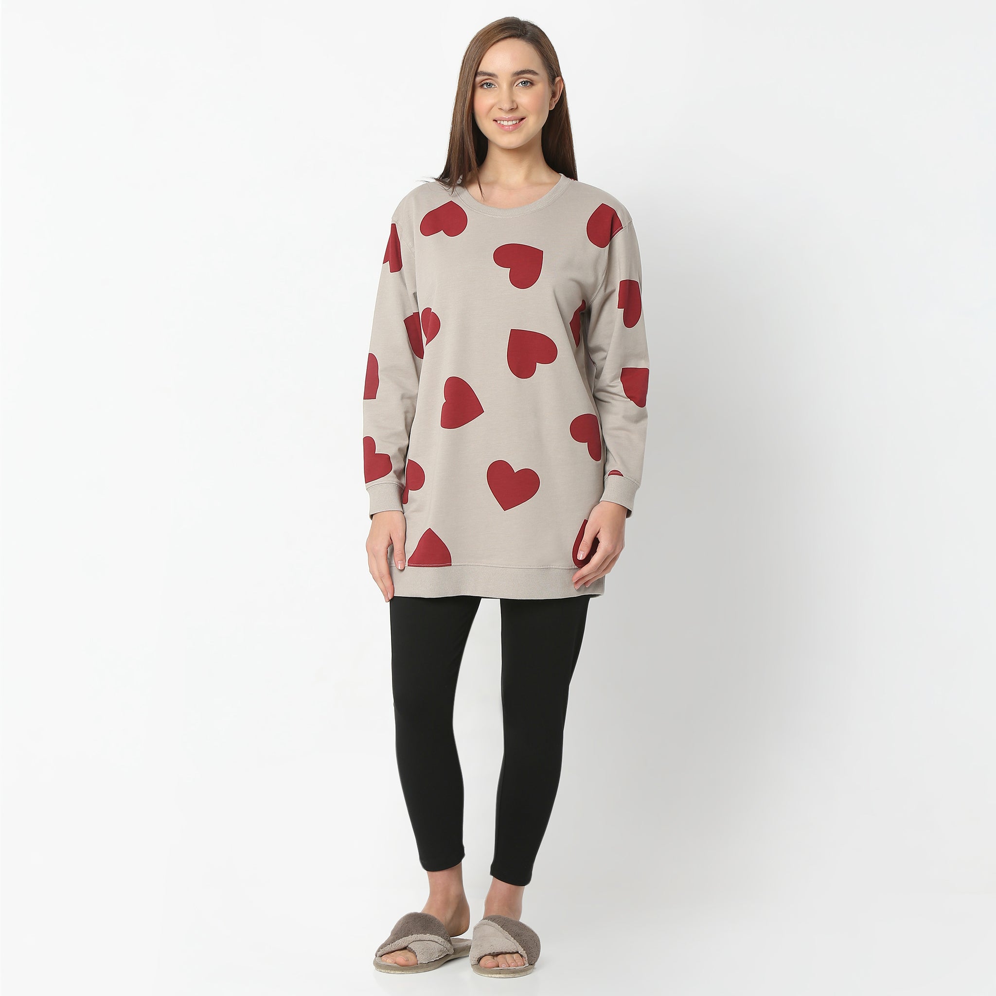 Regular Fit Heart Print Regular Length Mid Rise Shorts