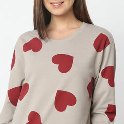 Regular Fit Heart Print Regular Length Mid Rise Shorts