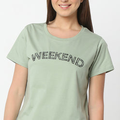 Regular Fit Printed Round Neck Regular Length T-Shirt